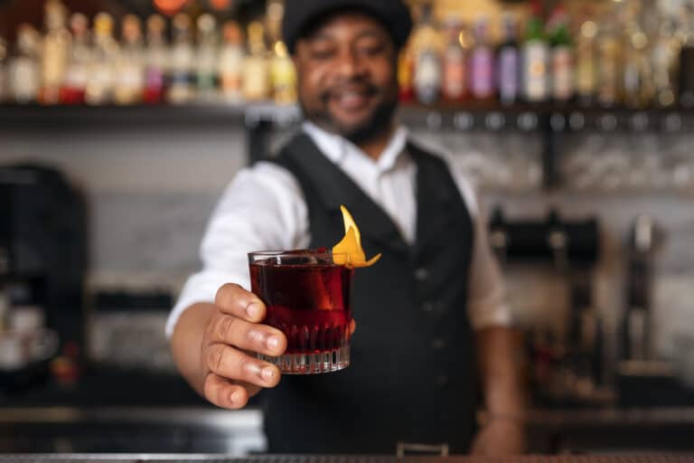 Bartender prepared a drink