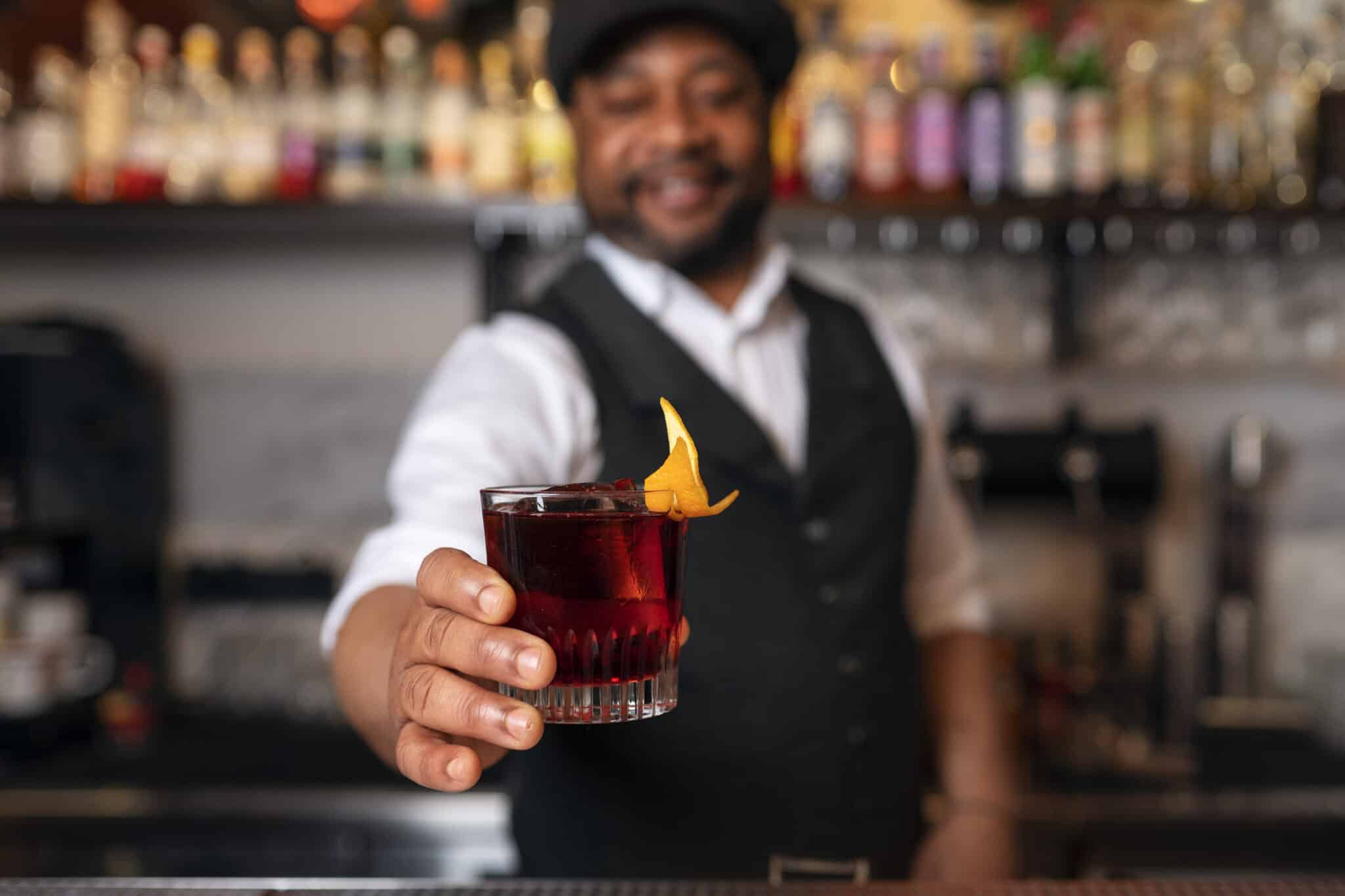 Bartender prepared a drink